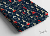Navy Blue Christmas Digital Printed Fabric Manufacture